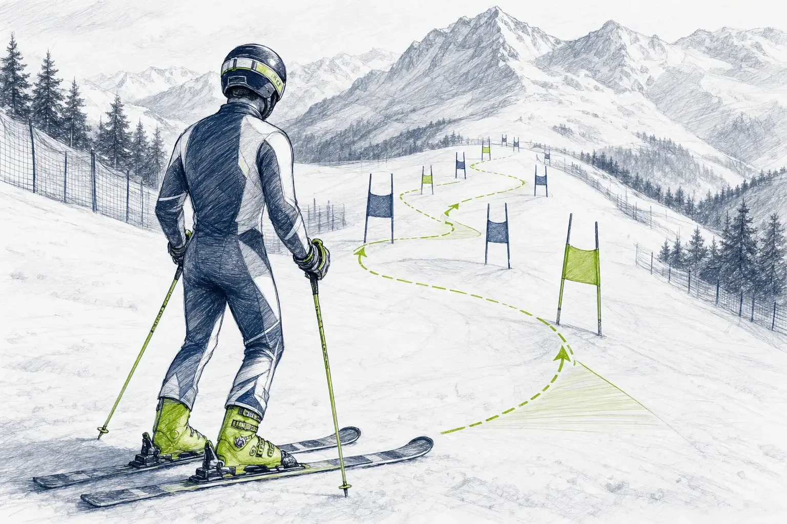 Streckenbesichtigung – technische Illustration von Ski Loko