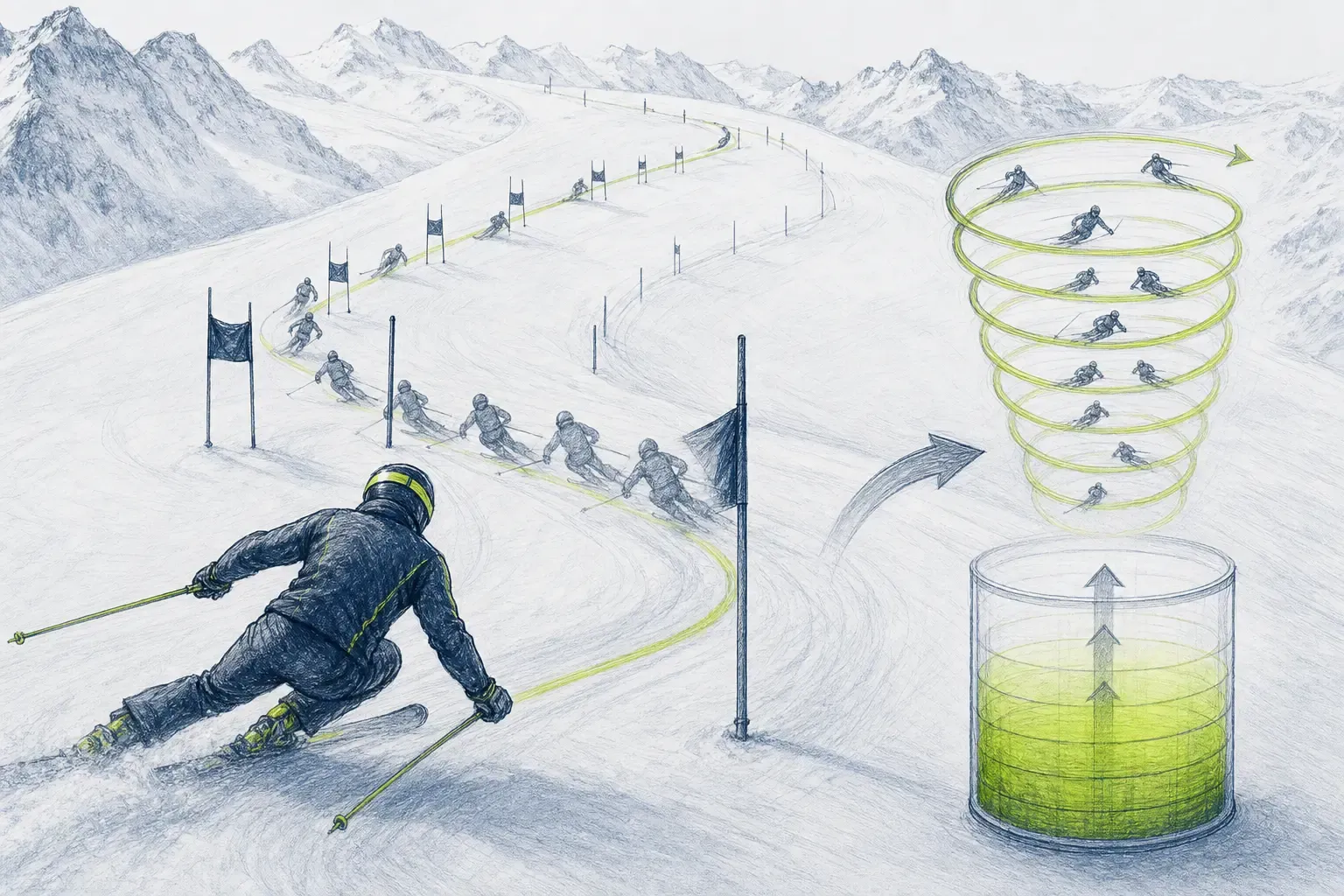 Trainingsumfang – technische Illustration Ski Loko