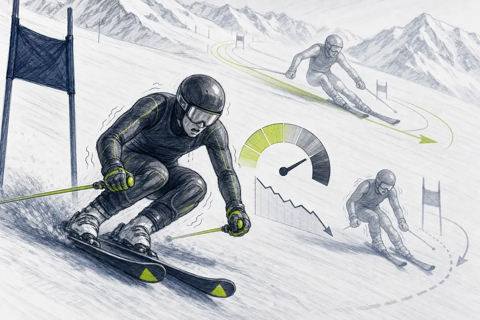 Ermüdung – technische Illustration Ski Loko
