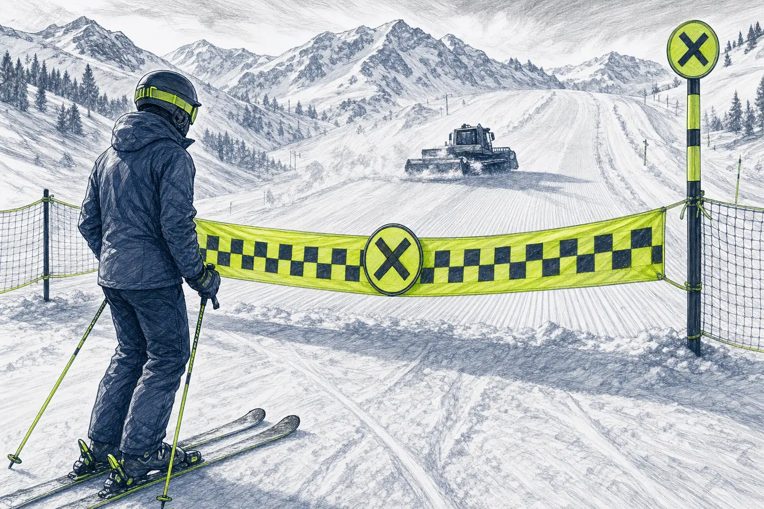 Gesperrte Strecke – technische Illustration von Ski Loko