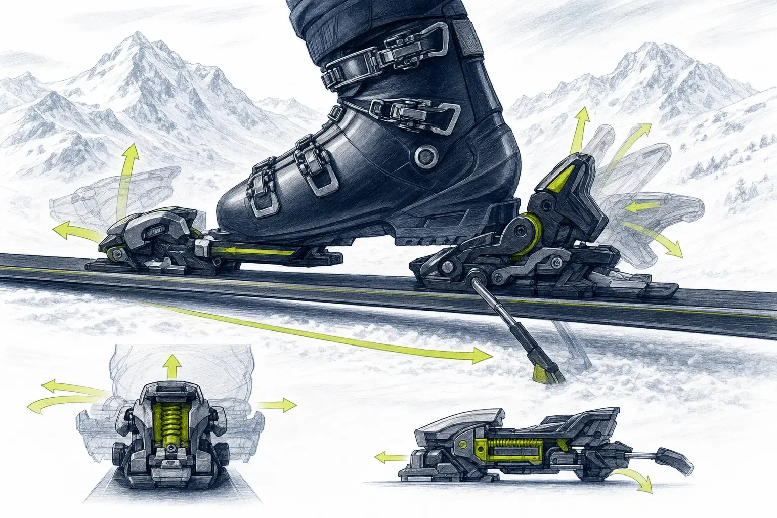 Bindung – technische Illustration Ski Loko