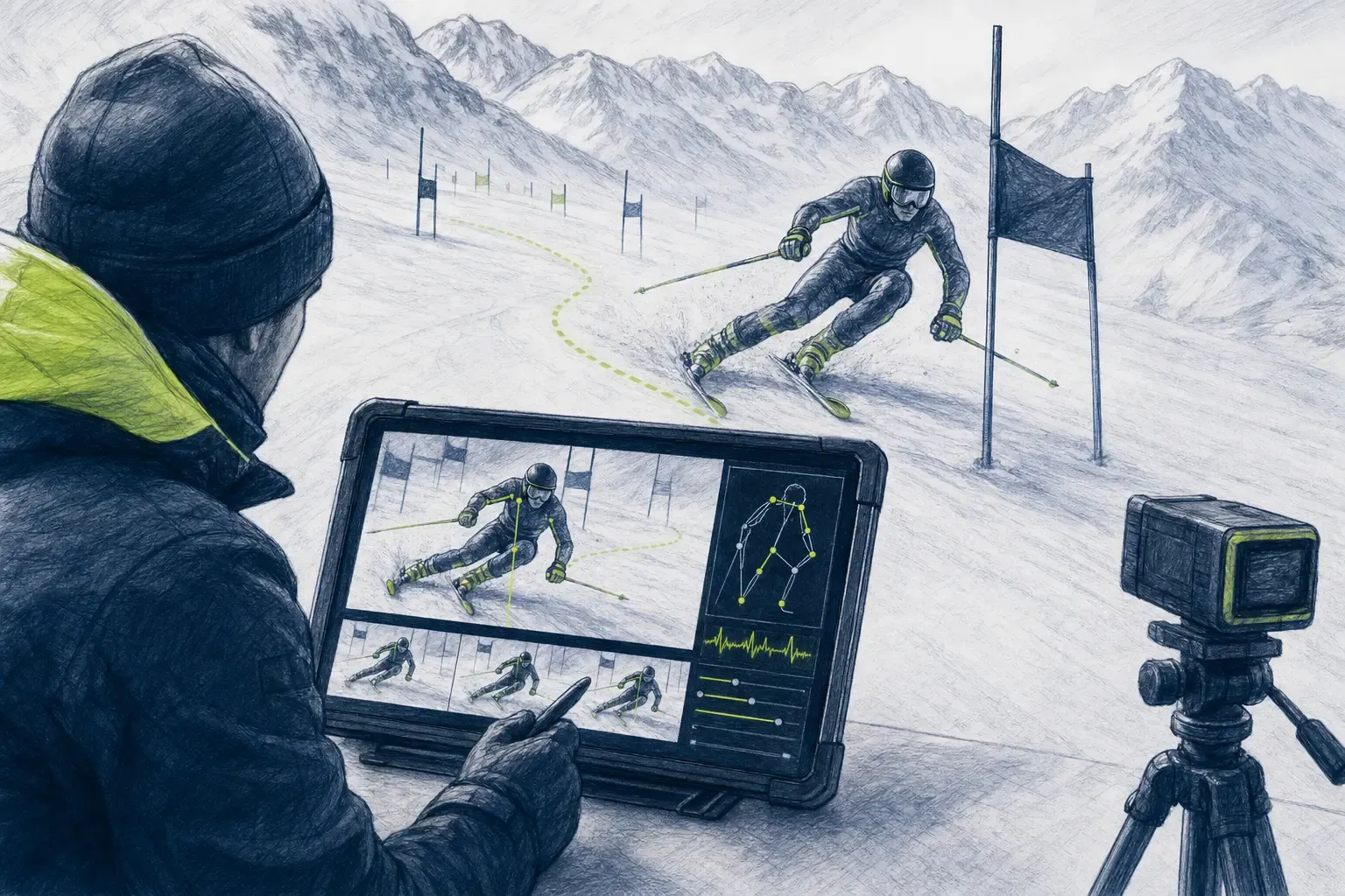 Videoanalyse – technische Illustration Ski Loko