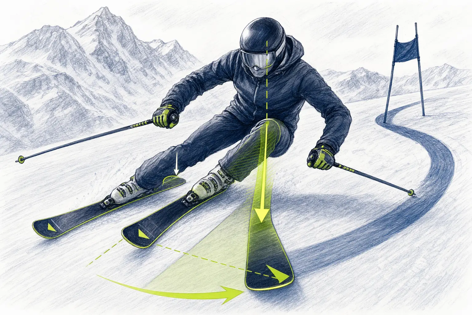 Innenski – technische Illustration Ski Loko