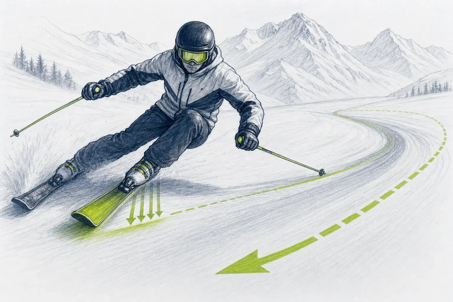 Außenski – technische Illustration Ski Loko