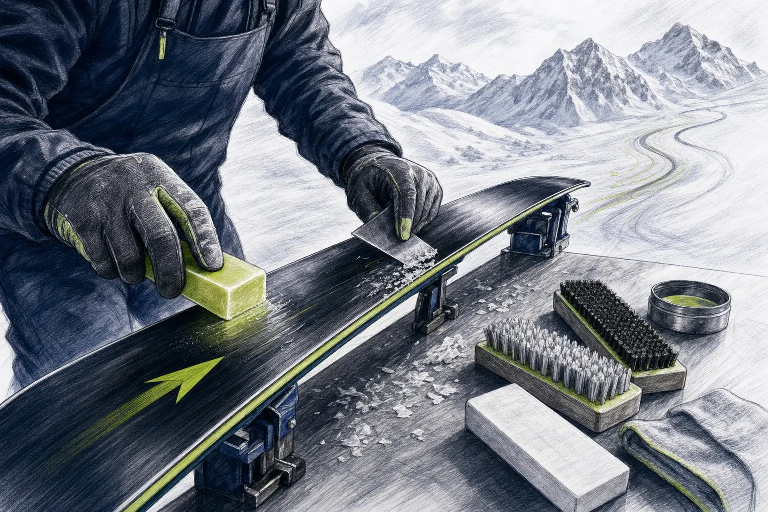 Wachsen – technische Illustration Ski Loko