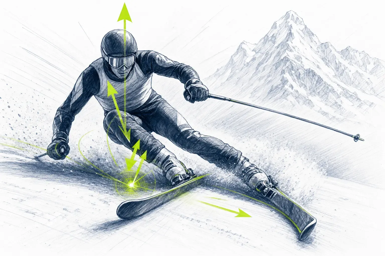 Explosivität – technische Illustration Ski Loko