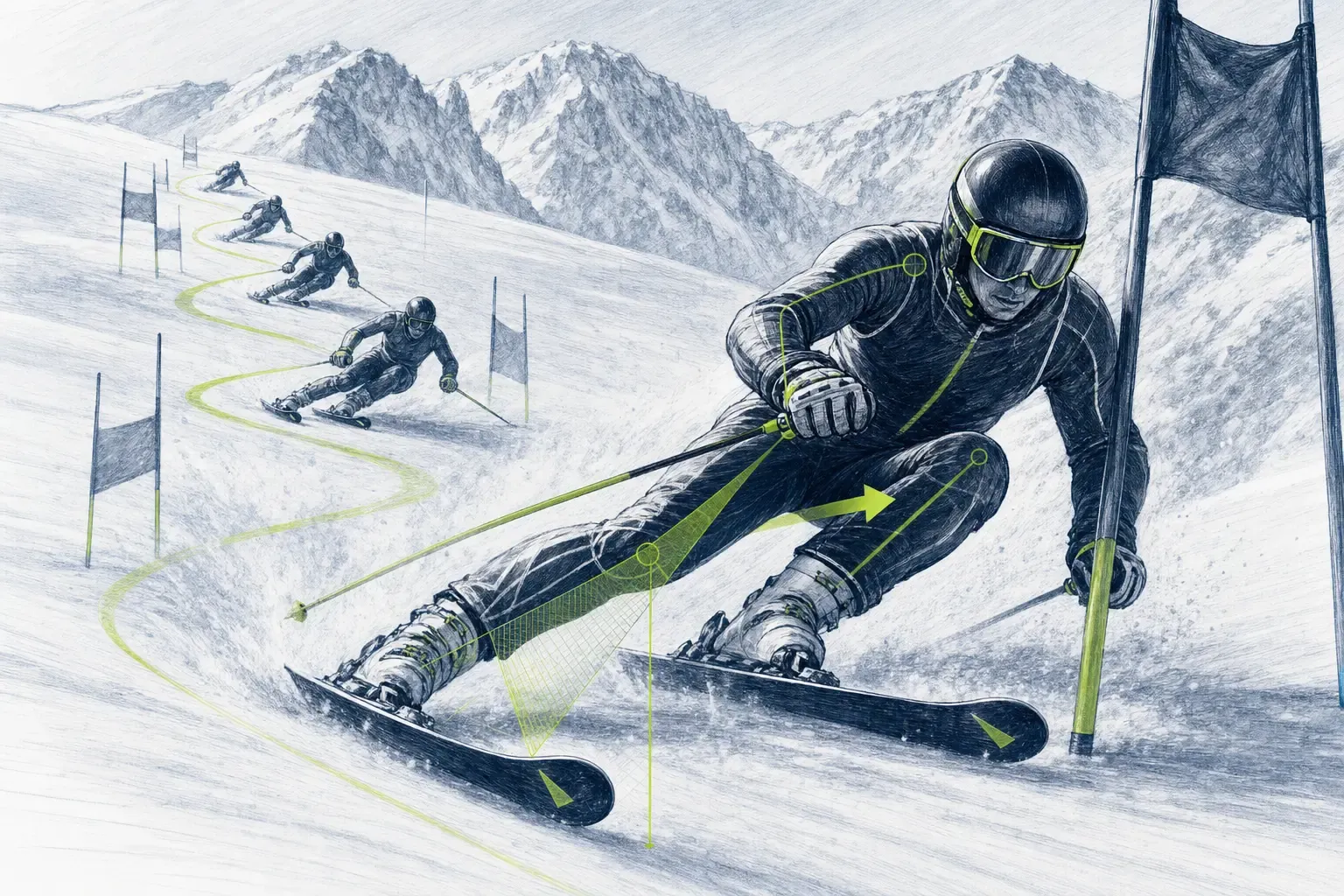 Ausdauer – technische Illustration Ski Loko