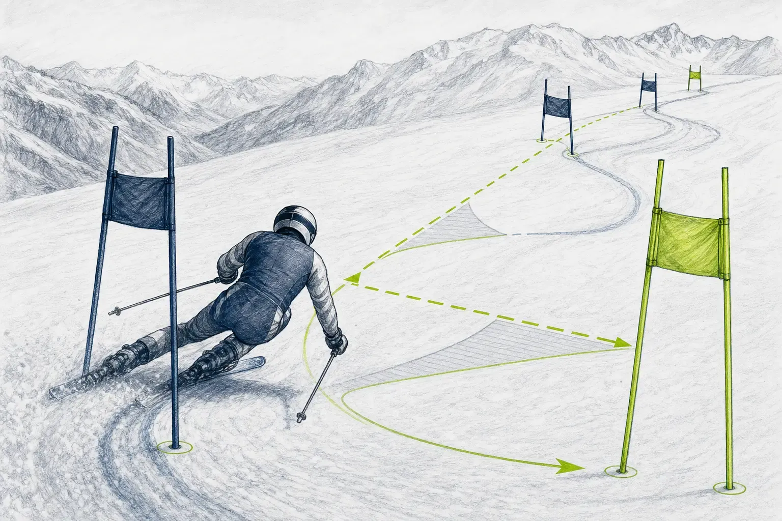 Torabstand – technische Illustration Ski Loko
